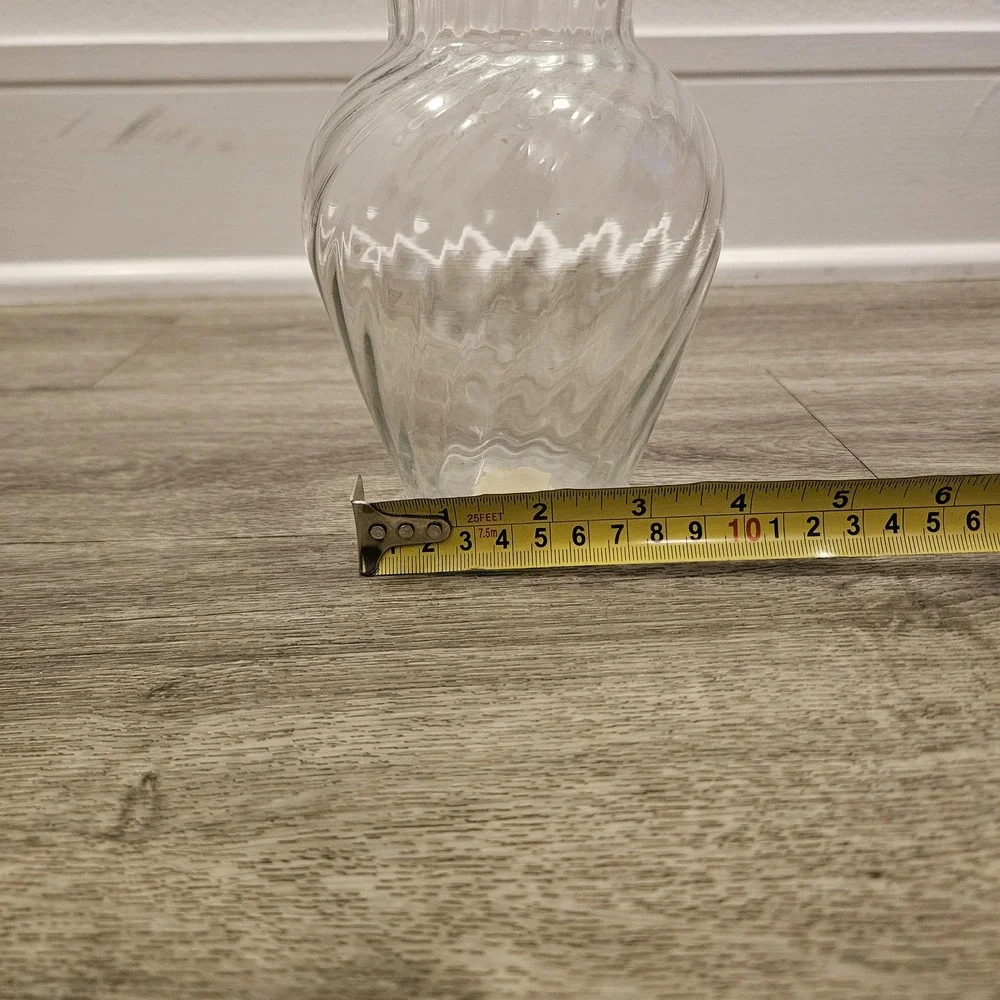 clear swirl glass ginger vase flared ruffled rim minimalist floral home decor